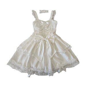 Sweet lolita lace bow dress white